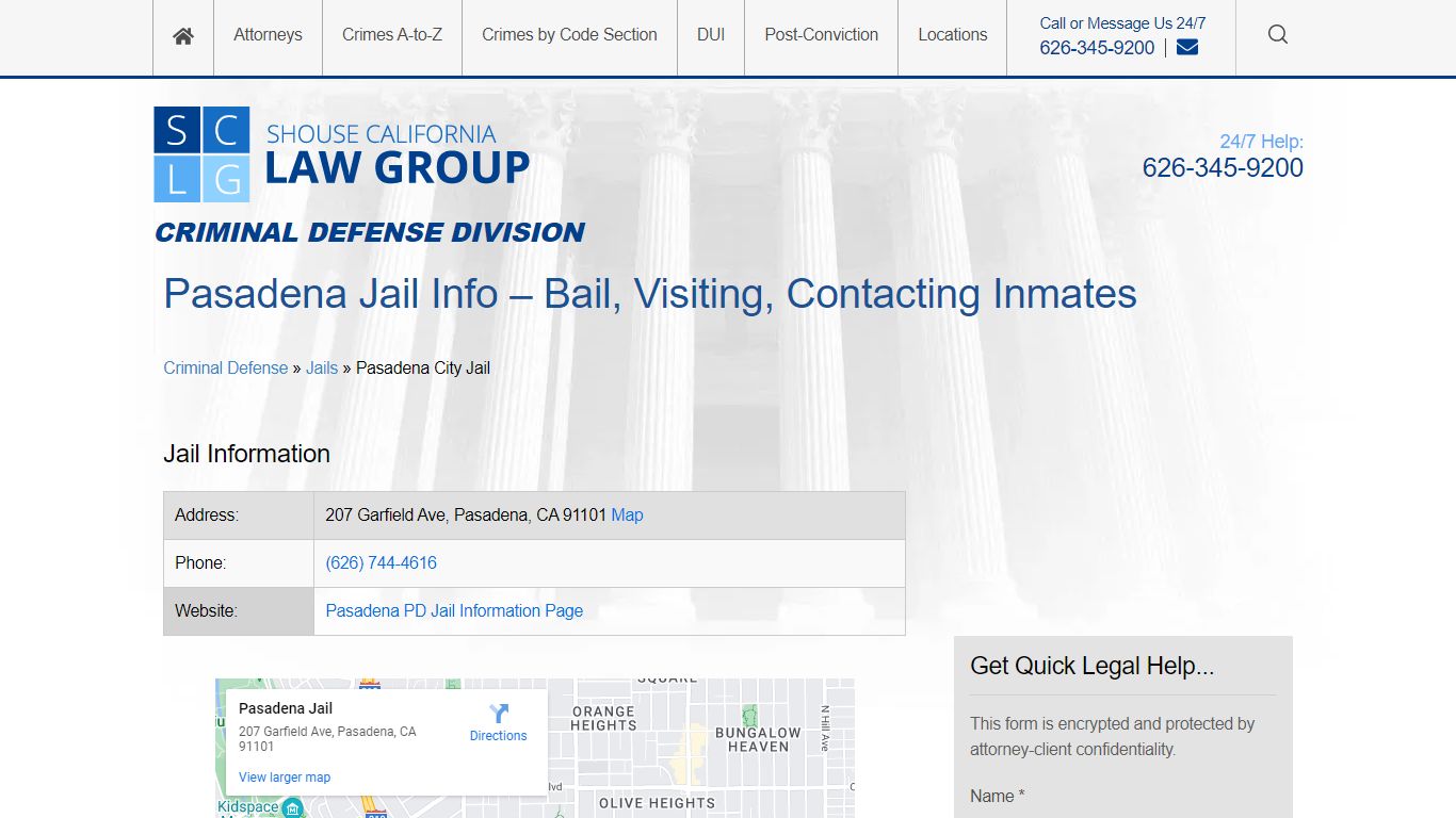 Pasadena Jail Info – Bail, Visiting, Contacting Inmates