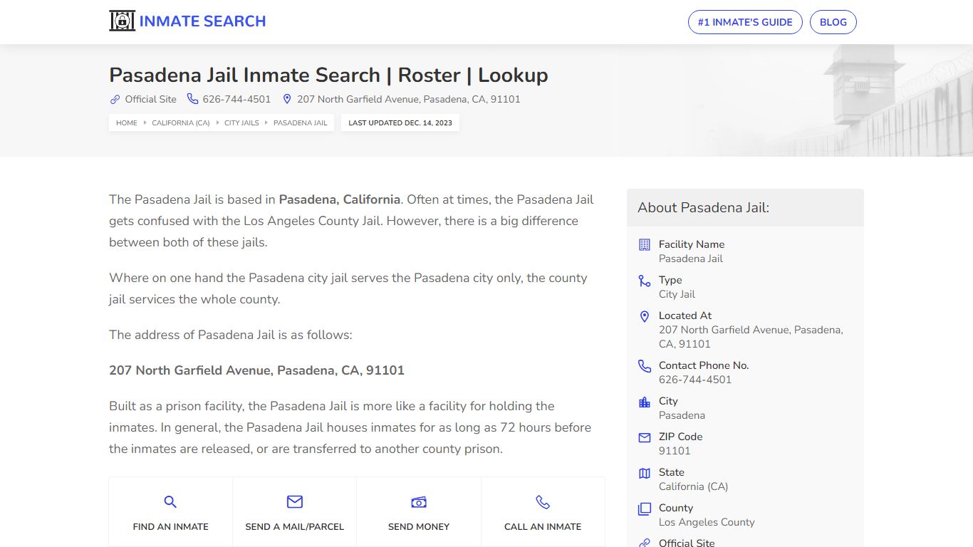 Pasadena Jail Inmate Search | Roster | Lookup
